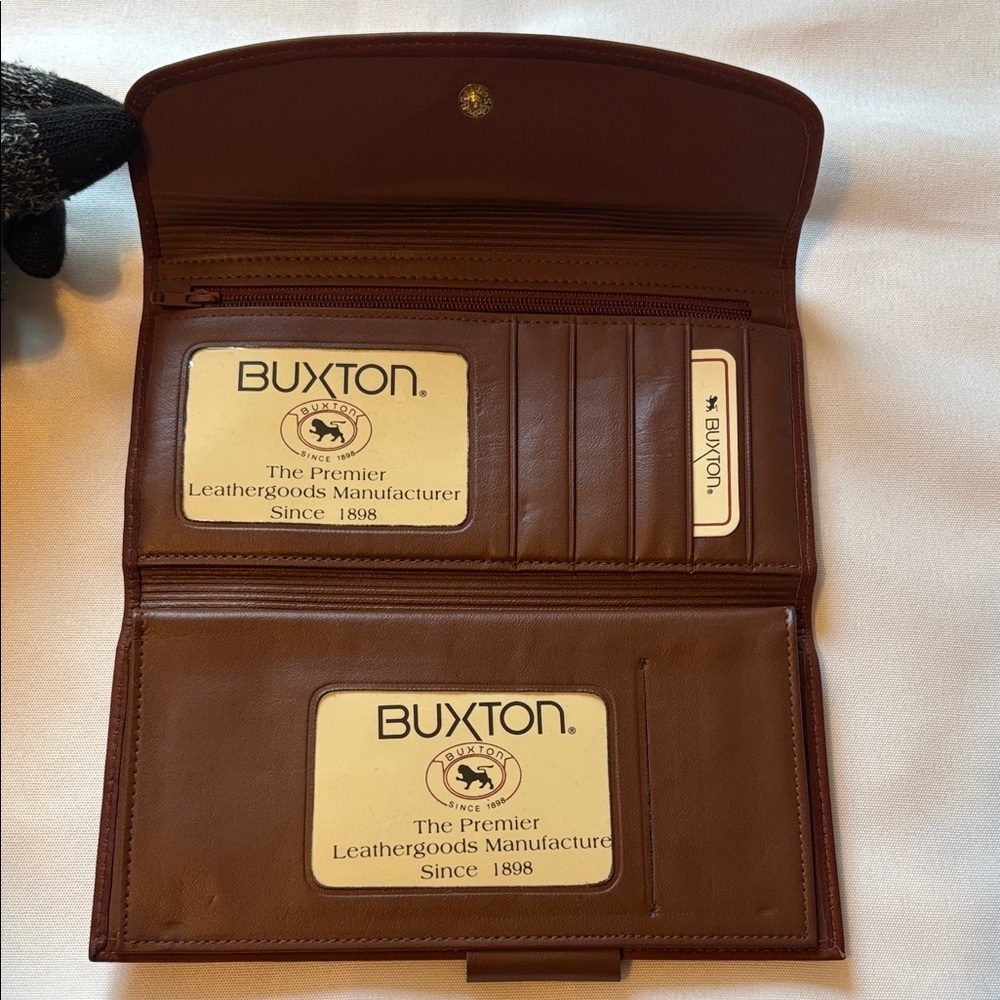 Buxton Cashmere Cowhide Wallet Brown EUC - Picture 5 of 10